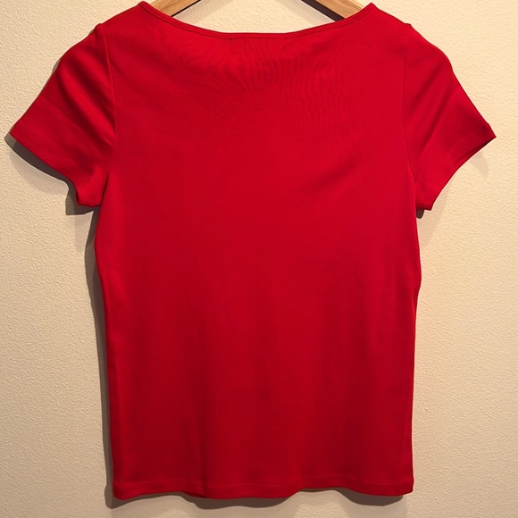 Ralph Lauren red tee top with lace front - Picture 4 of 7